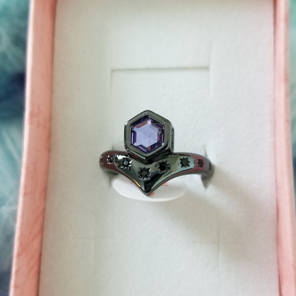 BLACK ONYX & AMETHYST RING - Picture 7 of 16